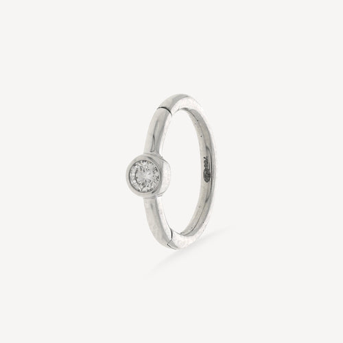 Piercing Créole 8Mm Or Blanc Diamant 2Mm