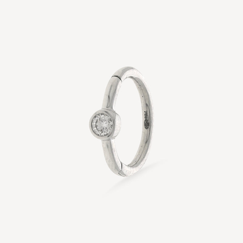 Piercing Créole 8Mm Or Blanc Diamant 2Mm