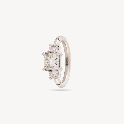 Piercing Créole 8Mm Or Blanc Princesse 3X3Mm