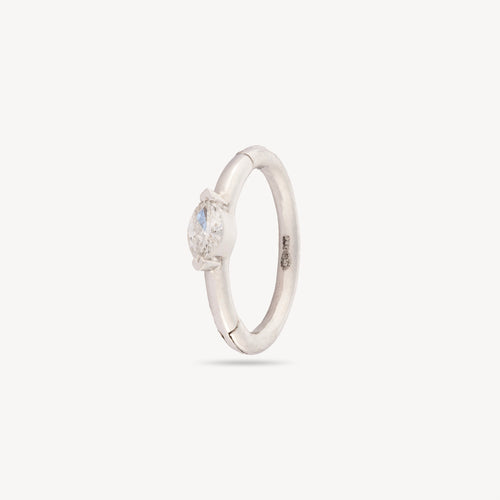 Piercing Créole 8Mm Or Blanc Marquise 2.8X1.5Mm