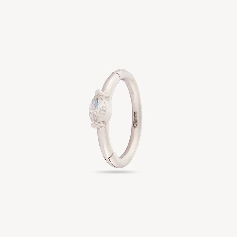 Piercing Créole 8Mm Or Blanc Marquise 2.8X1.5Mm