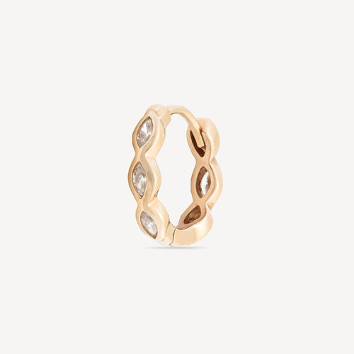 Piercing Créole 9.5Mm Or Jaune Diamants Marquise 3X2Mm