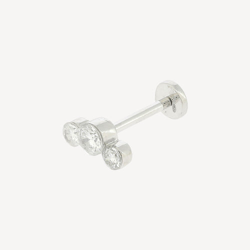 Piercing Puce Trilogie Diamants Or Blanc