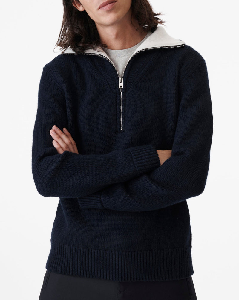 Pull Col Montant Demeter - Navy/Ecru - Homme