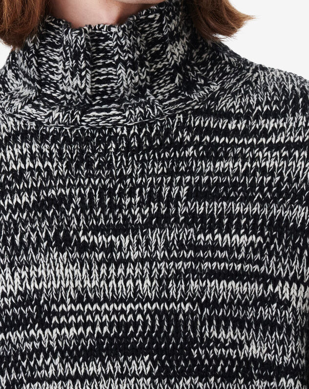Pull Col Montant Bicolore Elliano - Black/White