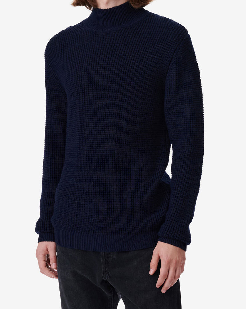 Pull Col Montant En Laine Madayan - Navy