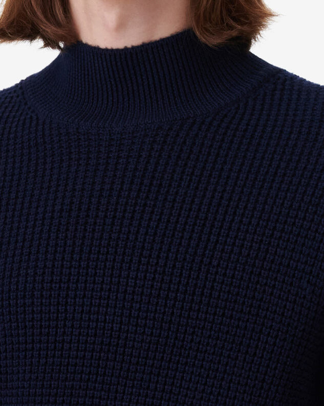 Pull Col Montant En Laine Madayan - Navy