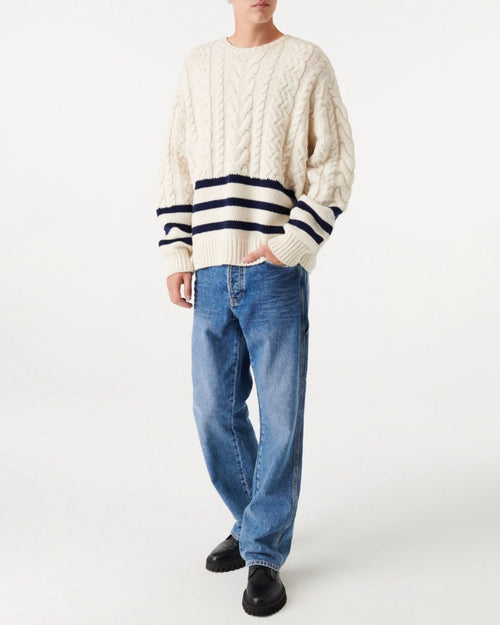 Pull Marinière Torsadé Walsh - Ecru/Navy - Homme