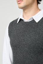 Cardigan Stitch Vest - Charcoal - Homme