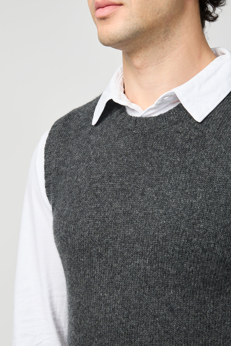 Cardigan Stitch Vest - Charcoal - Homme