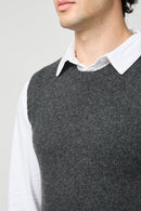 Cardigan Stitch Vest - Charcoal - Homme