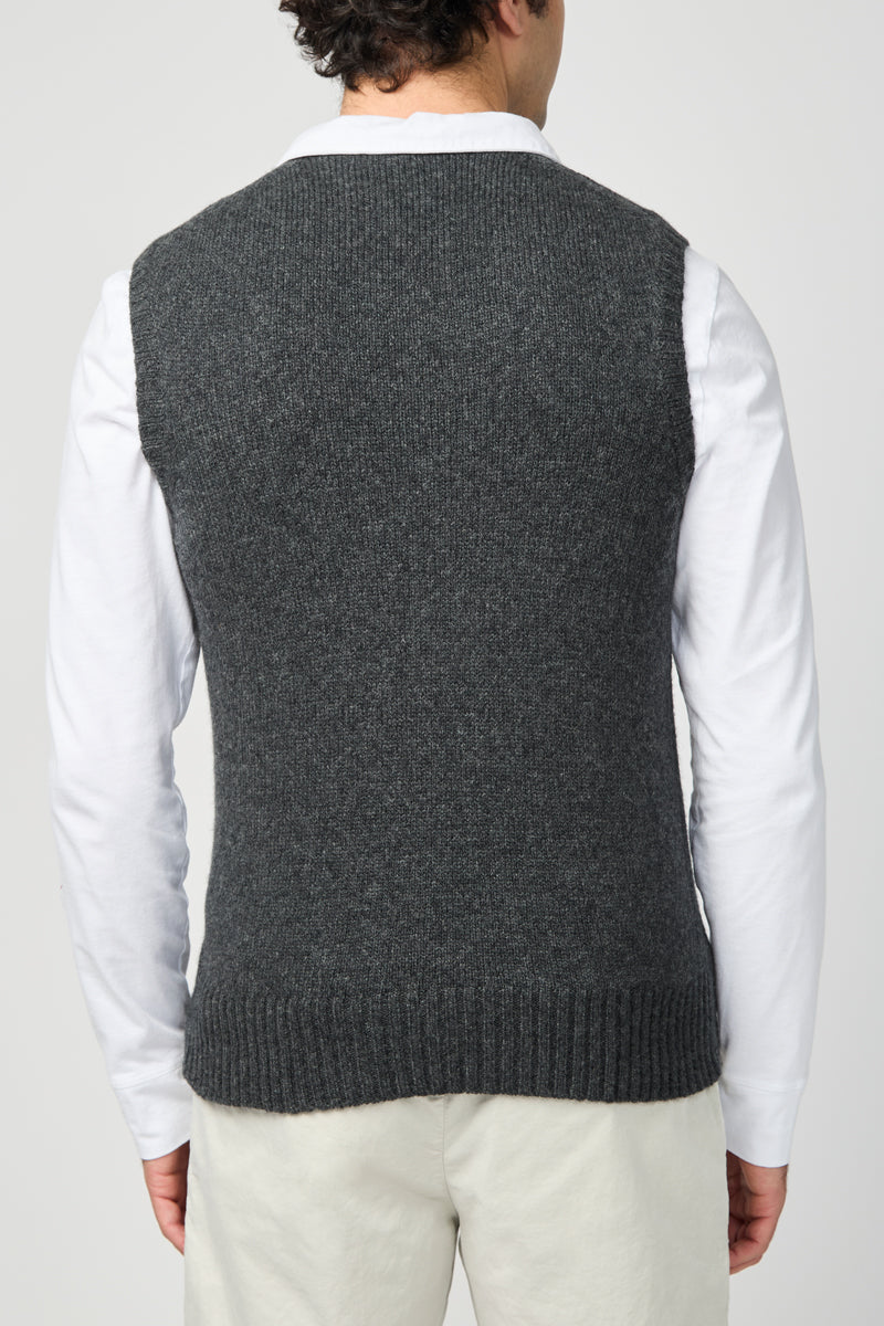 Cardigan Stitch Vest - Charcoal - Homme