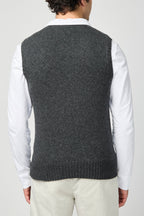 Cardigan Stitch Vest - Charcoal - Homme