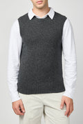 Cardigan Stitch Vest - Charcoal - Homme