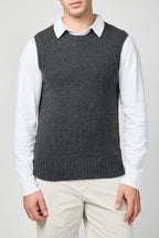 Cardigan Stitch Vest - Charcoal - Homme
