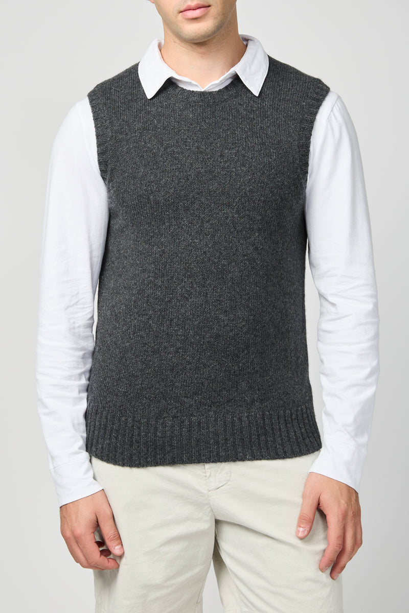 Cardigan Stitch Vest - Charcoal - Homme