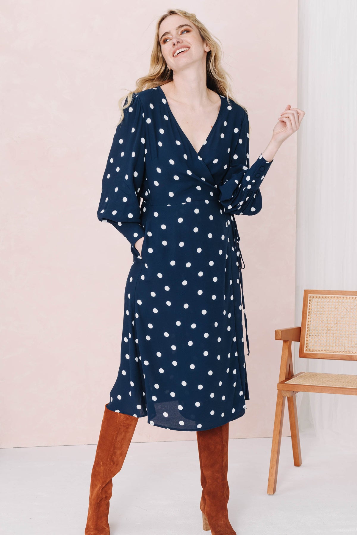 ROBE MARLA POLKA NAVY