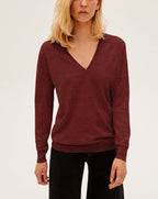 Jersey V Amplio Ultrafino Largo - Dahlia - Mujer