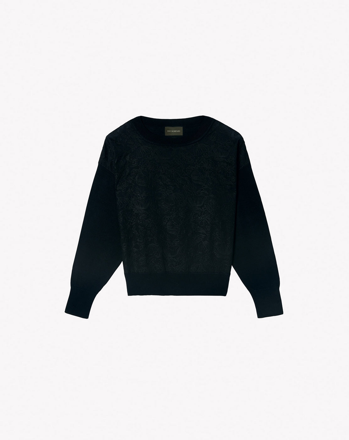 Jersey Cuello Redondo Bordado Miami - Negro - Mujer