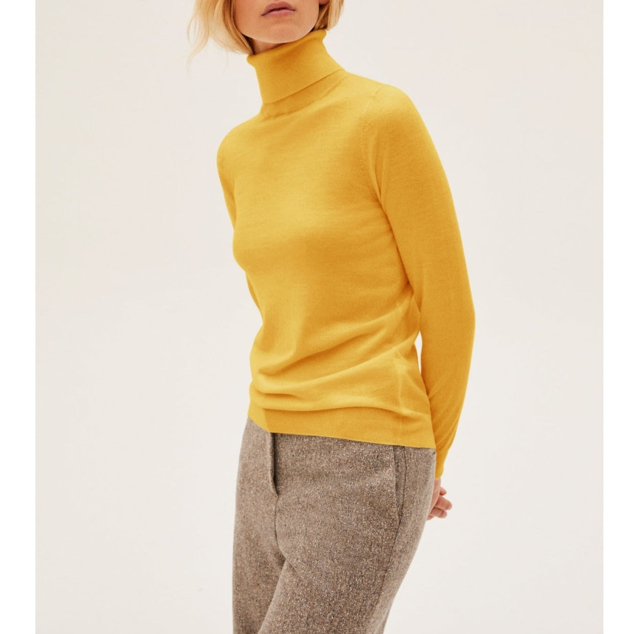 Jersey Cuello Vuelto Ultrafino - Paja - Mujer