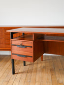 Bureau Scandinave En Placage Chêne Métal Noir - Design Moderniste - 1960