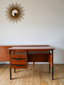 Bureau Scandinave En Placage Chêne Métal Noir - Design Moderniste - 1960