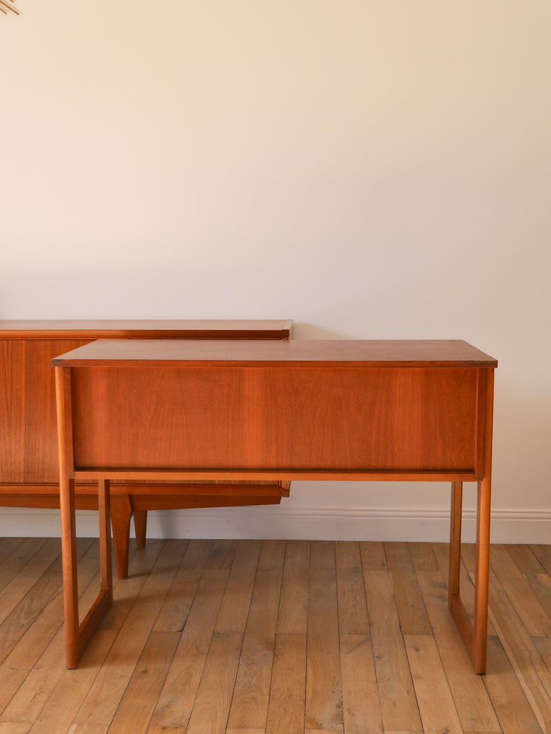 Bureau Scandinave En Teck - Pieds Traineaux - Design - 1960