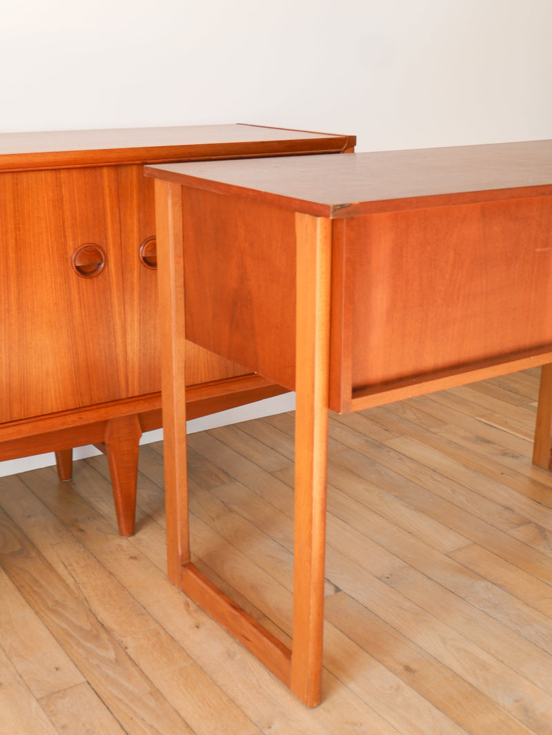 Bureau Scandinave En Teck - Pieds Traineaux - Design - 1960