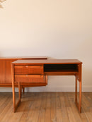 Bureau Scandinave En Teck - Pieds Traineaux - Design - 1960