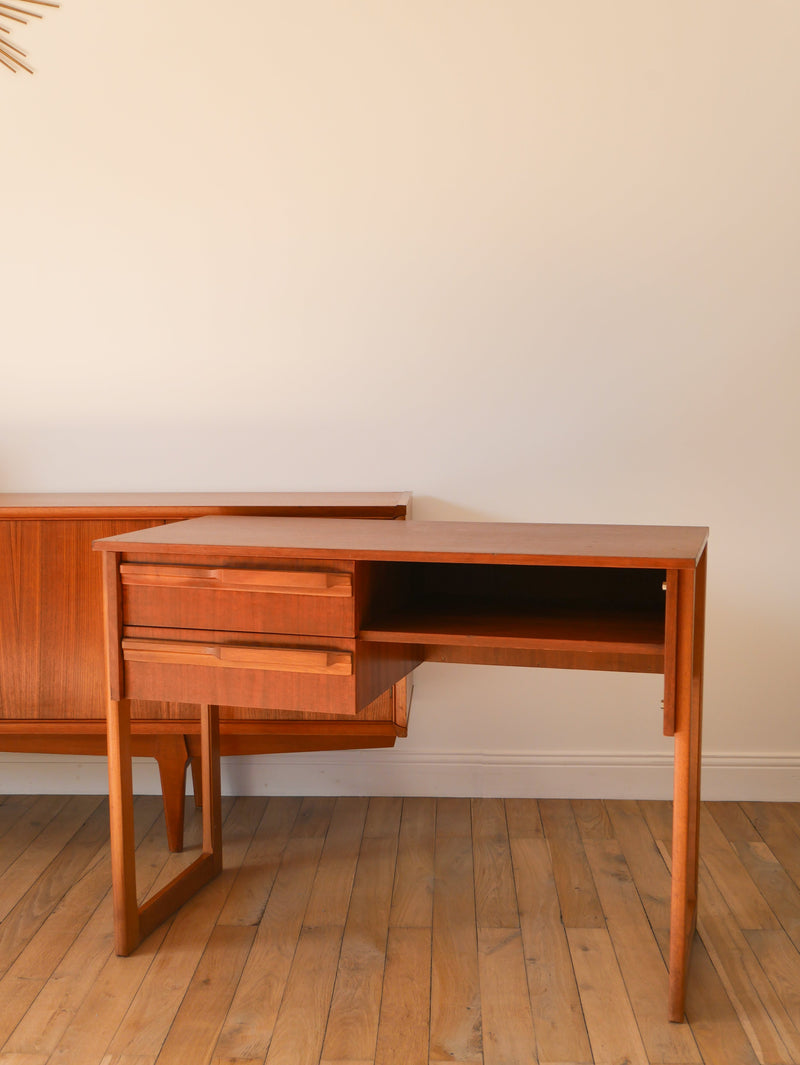 Bureau Scandinave En Teck - Pieds Traineaux - Design - 1960