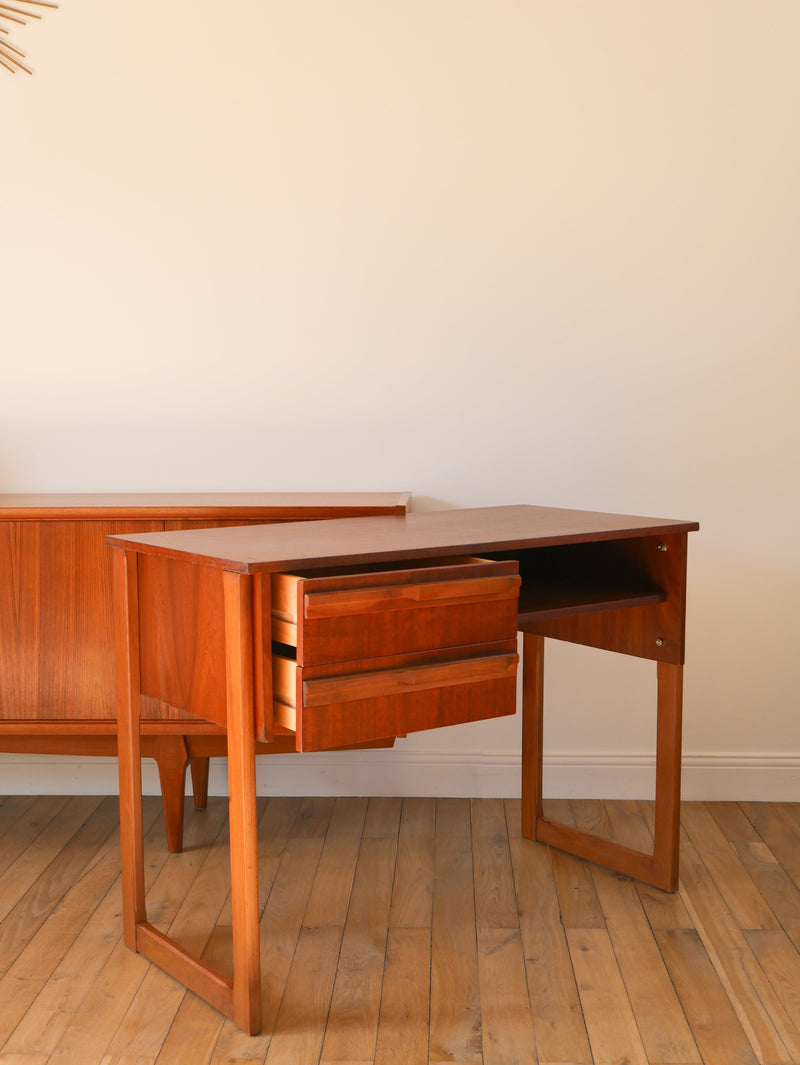 Bureau Scandinave En Teck - Pieds Traineaux - Design - 1960