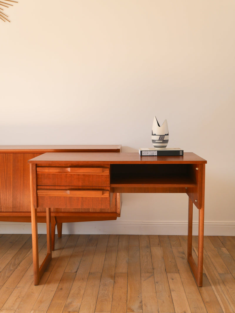 Bureau Scandinave En Teck - Pieds Traineaux - Design - 1960