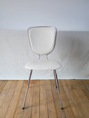 Chaise En Skaï Blanc Et Chrome - 1970