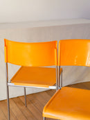 Paire De Chaises Plastique Jaune Et Pieds Chromes Mobilier International Signé Lafargue - 1970