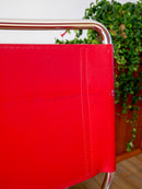 Ensemble De 4 Chaises Tubulaires En Croute De Cuir Rouge Italy, Design 1970