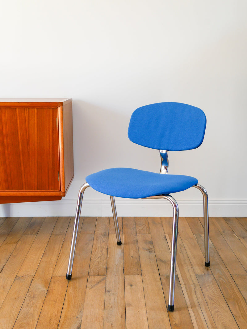 Chaise Strafor Par Pierre Paulin - Retapissées Bleu Klein - 1970