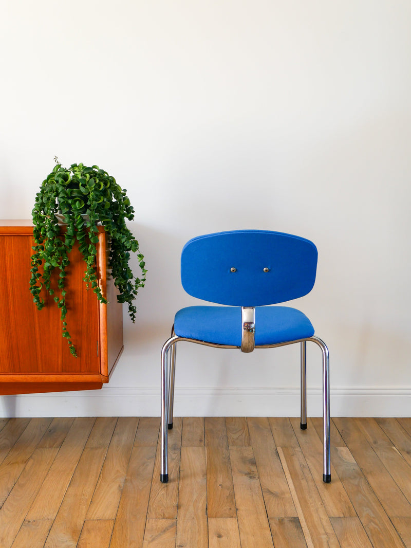 Chaise Strafor Par Pierre Paulin - Retapissées Bleu Klein - 1970