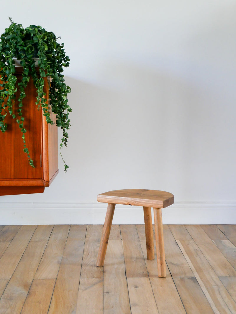 Tabouret Tripode En Bois - Vintage - 27 X 27 X 19 Cm