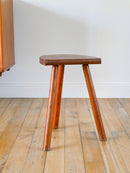 Tabouret Tripode Demi-Lune En Bois - Brutaliste - 1950