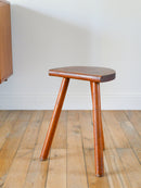 Tabouret Tripode Demi-Lune En Bois - Brutaliste - 1950