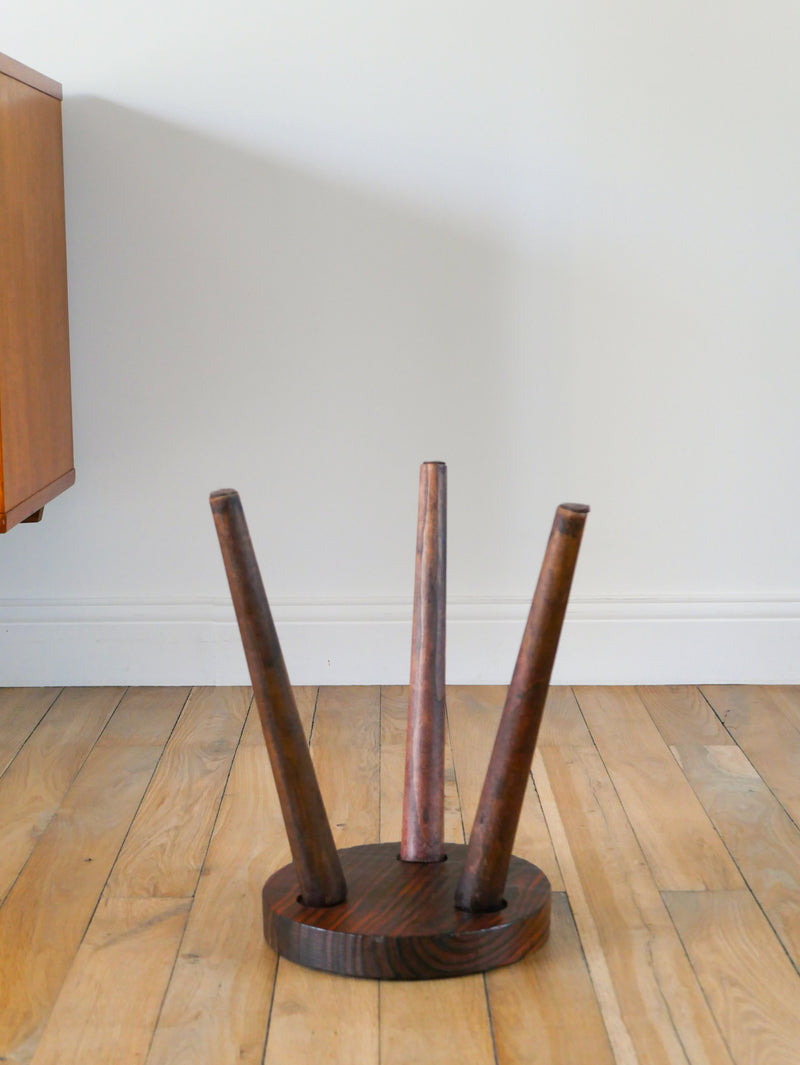 Tabouret Tripode En Bois - Brutaliste - 1950