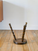 Tabouret Tripode En Bois - Pieds En Bois Tourné - Cercles - Brutaliste - 1950