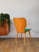 Chaise En Bois Blond Et Skaï Vert - Designer Max Bill Pour Baumann - Modèle N°800 G - Design - 1950