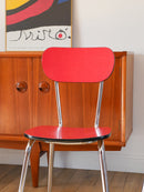 Paire De Chaises En Formica Rouge Et Chrome - 1970