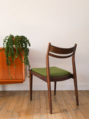 Paire De Chaises Scandinave En Bois D'Acajou Foncé Et Tissus Texturé Vert Forêt - Design,1960