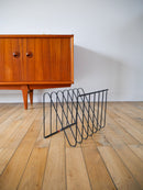 Porte-Revue Métal Noir Design Attribué À François Arnal Pour Atelier A Made In France - 1970