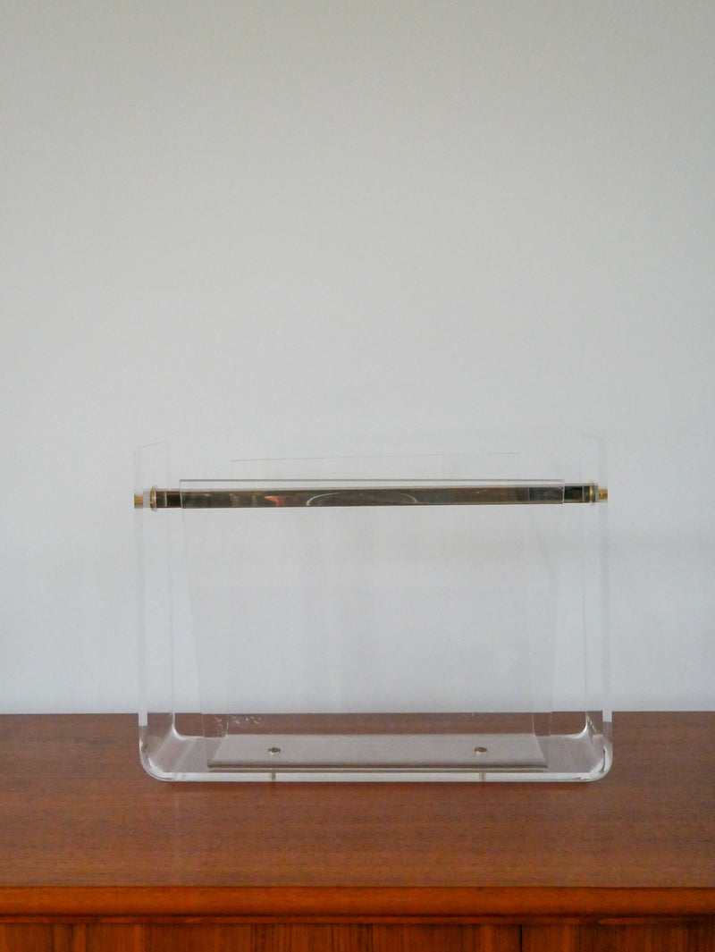 Porte-Revue En Plexi Transparent Et Laiton Doré - David Lange Pour Roche Bobois - Design - 1970