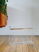 Porte-Revue En Plexi Transparent Et Laiton Doré - David Lange Pour Roche Bobois - Design - 1970