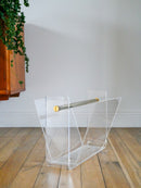 Porte-Revue En Plexi Transparent Et Laiton Doré - David Lange Pour Roche Bobois - Design - 1970