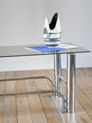 Table Basse Rectangulaire En Chrome Et Verre Fumé - Design,1970 - 84 X 38 X 36 Cm